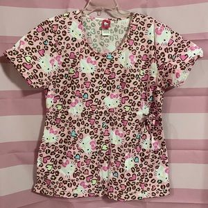 🍃Hello Kitty Leopard Medical Scrub Top